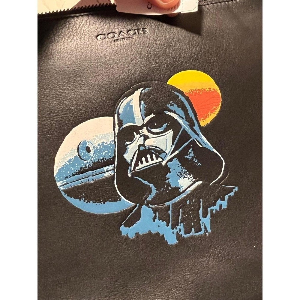 Star Wars x Coach Darth Vader Large Pouch Black Leather Clutch F85707 NWT gift - Picture 4 of 8